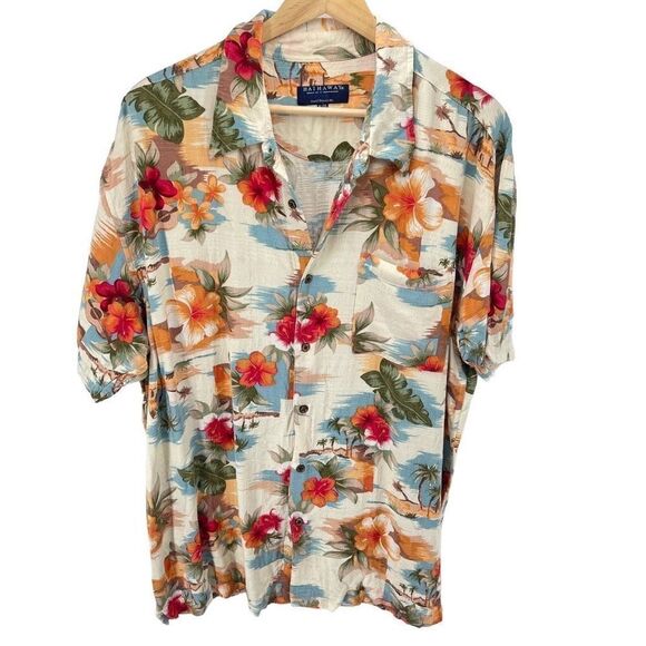 Hathaway Mens Button Down Shirt Tropical Hawaiian Classic Beach Multicolor XL - Picture 11 of 11